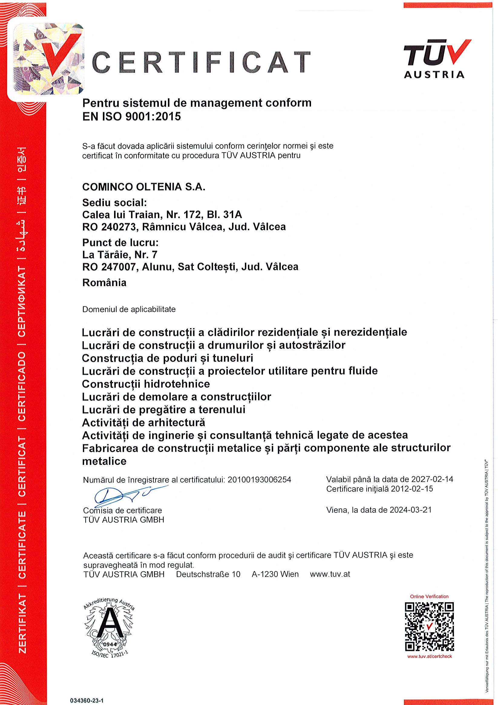 ISO 9001 Certificate
